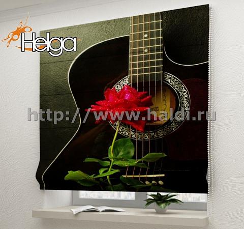 Купить Гитара и роза арт.ТФР3759 v2 римская фотоштора (Блекаут1v 60x160 ТФР)