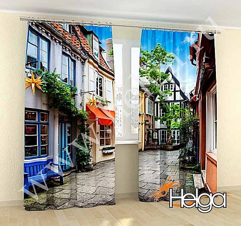 Купить Красочные дома в Германии арт.ТФА4815 (145х275-2шт) фотошторы  (штора КиплайтТФА)