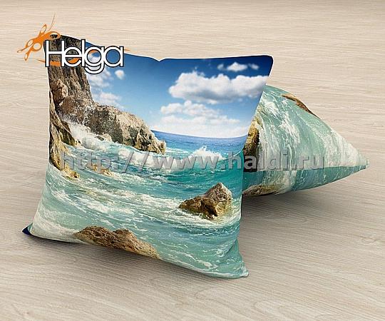 Купить Море и скалы арт.ТФП3077 (45х45-1шт) фотоподушка (подушка Мокрый шелк ТФП)