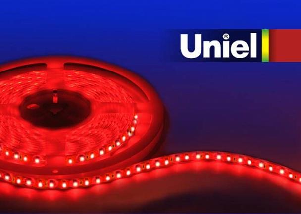 Купить Светодиодная лента Uniel (05483) 5M красный 48W ULS-3528-120LED/m-8mm-IP20-DC12V-9,6W/m-5M-RED