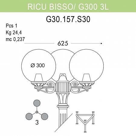 Купить Уличный фонарь Fumagalli Ricu Bisso/G300 3L G30.157.S30.BXE27