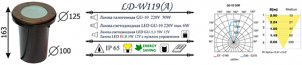 Купить Ландшафтный светильник LD-Lighting LD-W119 A