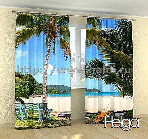 Купить Солнечный пляж Карибы арт.ТФА3653 (145х275-2шт) фотошторы (штора Габардин ТФА)