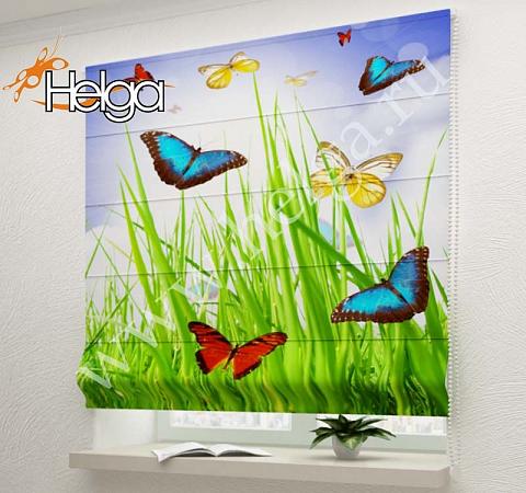 Купить Бабочки на поляне арт.ТФР3352 римская фотоштора (Киплайт 2v 80х160ТФР)