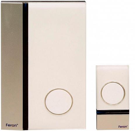 Купить Звонок дверной беспроводной Feron W-628 Электрический 32 мелодии белый серебро с питанием от батареек