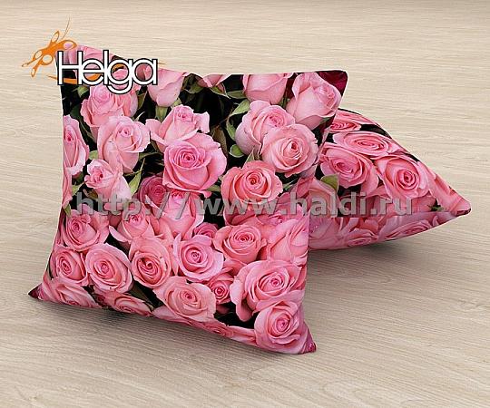 Купить Розовые розы арт.ТФП2797 v2 (45х45-1шт) фотонаволочка (наволочка Мокрый шелк ТФП)