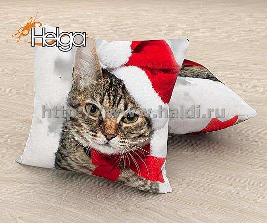 Купить Новогодний котенок арт.ТФП2934 (45х45-1шт) фотоподушка (подушка Блэкаут ТФП)