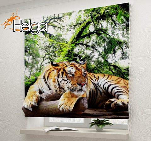 Купить Тигр в лесу арт.ТФР4966 римская фотоштора (Блекаут1v 60x160 ТФР)