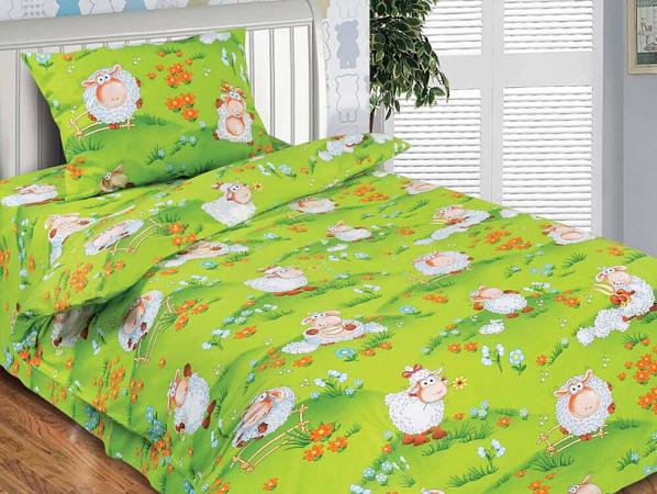 Купить Комплект постельного белья 1,5-спальный, поплин, детская расцветка (Веселая лужайка)