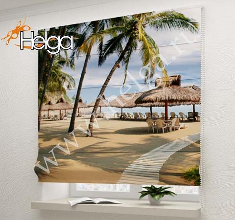 Купить Мексика Пляж арт.ТФР2086 римская фотоштора (Габардин 5v 140х160 ТФР)