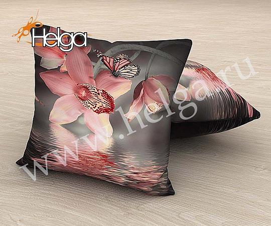 Купить Орхидеи и бабочки арт.ТФП3400 (45х45-1шт) фотоподушка (подушка Габардин ТФП)
