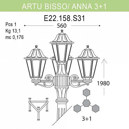 Купить Уличный фонарь Fumagalli Artu Bisso/Anna 3+1 E22.158.S31.BXF1R
