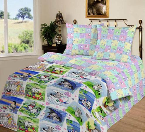 Купить Комплект постельного белья в детскую кроватку, поплин (Мурзик)