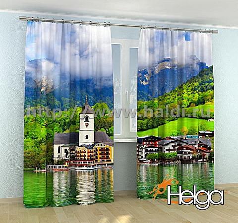 Купить Горное озеро в Австрии арт.ТФА3364 (145х275-2шт) фотошторы (штора Габардин ТФА)