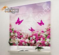 Купить Розовые бабочки арт.ТФР4831 римская фотоштора (Шифон 1v 60x160 ТФР)