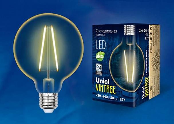 Купить Лампа светодиодная филаментная E27 4W шар золотистый LED-G80-4W/GOLDEN/E27 GLV21GO UL-00000903