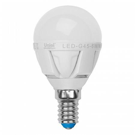 Купить Лампа светодиодная (07905) E14 6W 3000K шар матовый LED-G45-6W/WW/E14/FR ALP01WH
