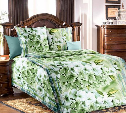Купить Комплект постельного белья 1,5-спальный, бязь "Люкс" (Свежесть, зеленый)