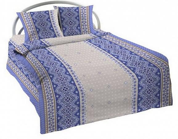 Купить Комплект постельного белья 1,5-спальный, с вырезом "ромб",  бязь Шуйская ГОСТ (Вышивка, голубой)