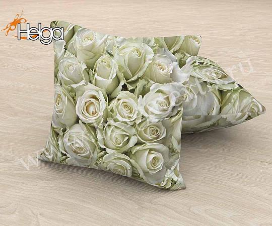 Купить Белые розы арт.ТФП2688 v2 (45х45-1шт) фотонаволочка (наволочка Мокрый шелк ТФП)