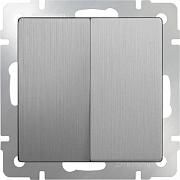 Купить Выключатель Werkel двухклавишный проходной серебряный рифленый WL09-SW-2G-2W 4690389085154