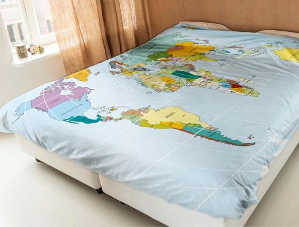 Купить Постельное белье 1,5-спальное Карта Мира