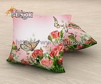 Купить Бабочки в розах арт.ТФП3348 v3 (45х45-1шт)  фотоподушка (подушка Габардин ТФП)