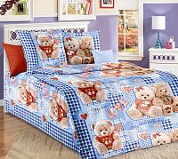Купить Комплект постельного белья в детскую кроватку, бязь "Люкс" (Плюшевые мишки, голубой)