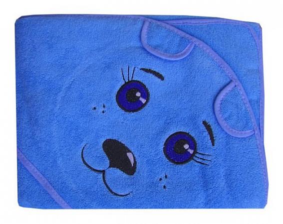 Купить Махровое полотенце детское "Уголок" 100*100 с вышивкой (Котик, голубой)