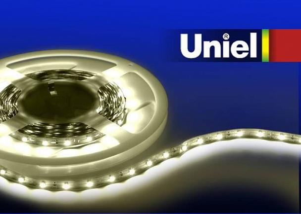 Купить Светодиодная лента Uniel (04903) 5M теплый белый 24W ULS-3528-60LED/m-8mm-IP33-DC12V-4,8W/m-5M-WW