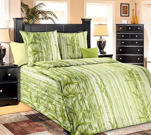 Купить Комплект постельного белья 1,5-спальный, бязь "Люкс" (Бамбук 3 D, зеленый)