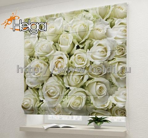 Купить Белые розы арт.ТФР2688 v2 римская фотоштора (Оксфорд 5v 140х160 ТФР)