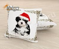 Купить Новогодний щенок арт.ТФП5106 (45х45-1шт) фотоподушка (подушка Габардин ТФП)