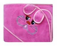 Купить Махровое полотенце детское "Уголок" 100*100 с вышивкой (Зайчик, розовый)