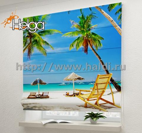Купить Тропический пляж арт.ТФР2653 v2 римская фотоштора (Блекаут1v 60x160 ТФР)