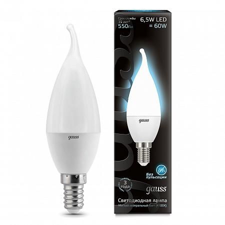 Купить Лампа светодиодная E14 6.5W 4100K свеча на ветру матовая 104101207