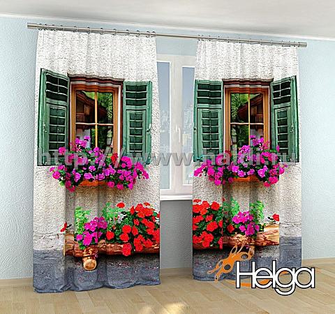 Купить Окно с цветами в Италии арт.ТФА3335 (145х275-2шт) фотошторы (штора Блэкаут ТФА)