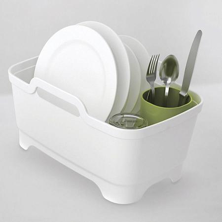 Купить Набор из 3 предметов для мойки и сушки посуды (таз, сушилка, подставка для столовых приборов) серый