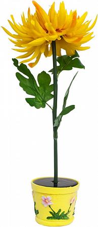 Купить Светильник садово-парковый на солнечной батарее "Хризантема в горшке", оранжевый, 1 LED (белый), H 35cм , PL309