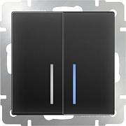 Купить Выключатель Werkel двухклавишный проходной с подсветкой черный матовый WL08-SW-2G-2W-LED 4690389054204