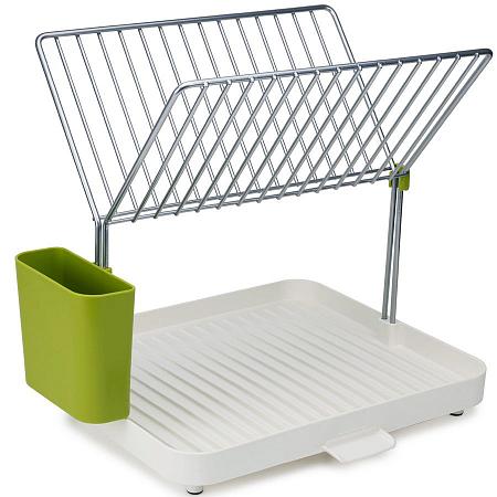 Купить Сушилка для посуды и столовых приборов 2-уровневая со сливом y-rack белый/зеленый