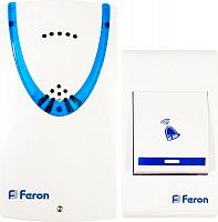 Купить Звонок дверной беспроводной Feron Е-222  Электрический 32 мелодии белый синий с питанием от батареек