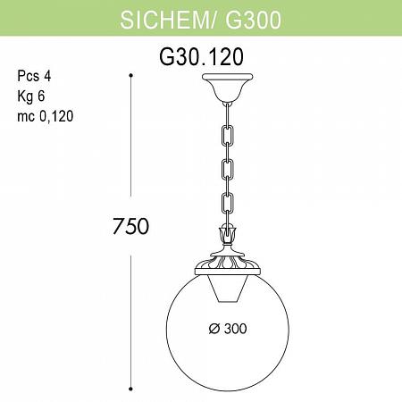 Купить Уличный подвесной светильник Fumagalli Sichem/G300 G30.120.000.AZE27