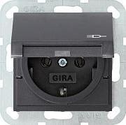 Купить Розетка Gira System 55 Schuko с/з с крышкой 16A 250V безвинтовой зажим антрацит 045428
