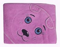 Купить Махровое полотенце детское "Уголок" 100*100 с вышивкой (Котик, сиреневый)