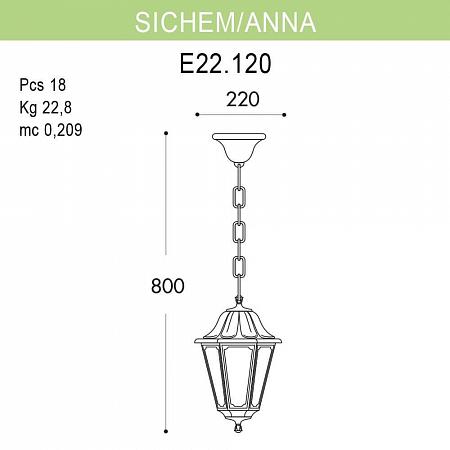Купить Уличный подвесной светильник Fumagalli Sichem/Anna E22.120.000.AXF1R