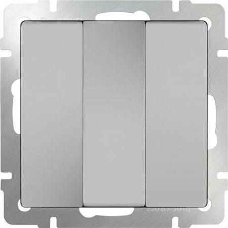 Купить Выключатель трехклавишный серебряный WL06-SW-3G 4690389073441