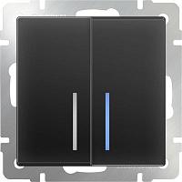 Купить Выключатель Werkel двухклавишный проходной с подсветкой черный матовый WL08-SW-2G-2W-LED 4690389054204
