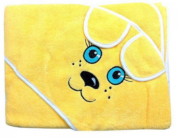 Купить Махровое полотенце детское "Уголок" 100*100 с вышивкой (Котик, желтый)