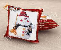 Купить Снеговичок с метлой арт.ТФП5136 (45х45-1шт) фотоподушка (подушка Габардин ТФП)